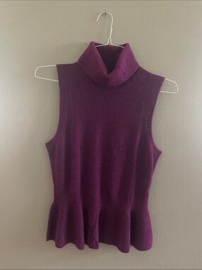 White House Black Market Sleeveless Turtleneck Sweater - Plum